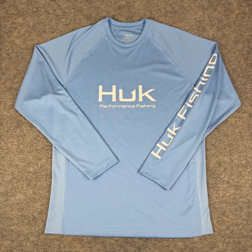 Huk Vented Pursuit Long Sleeve Shirt Polyester Blue Mens Small S
